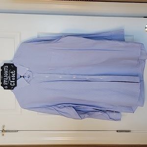 Tommy Hilfiger Dress Shirt 17 1/2 32-33 Blue White Stripe Long Sleeve